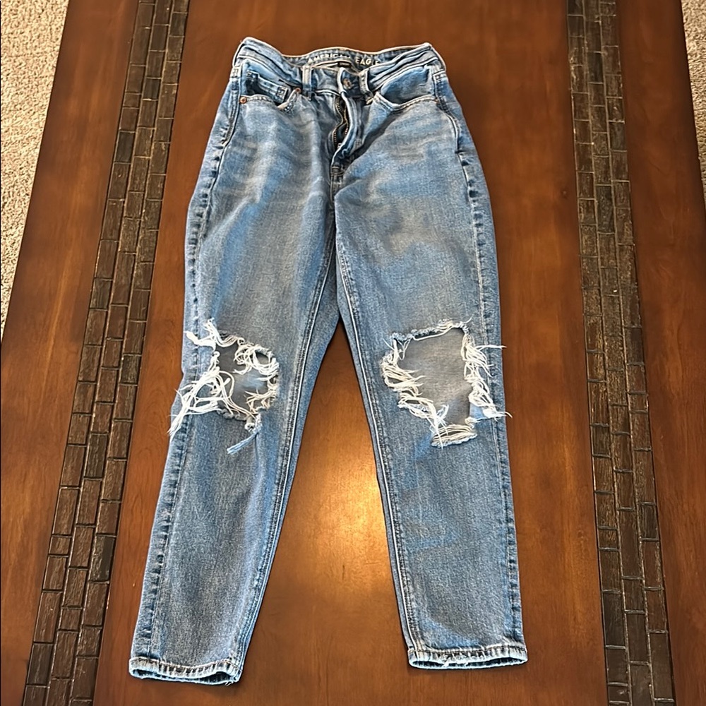 Women's Distressed Blue Jeans